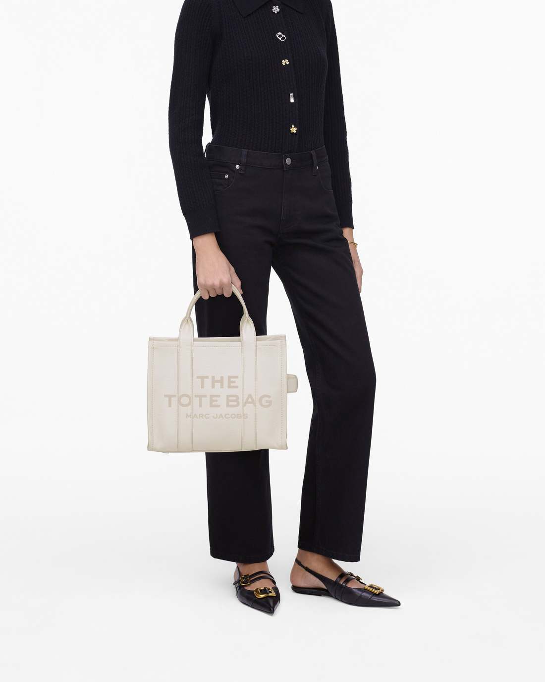 Marc Jacobs Latest - The Leather Medium Tote Bag Cotton/Silver