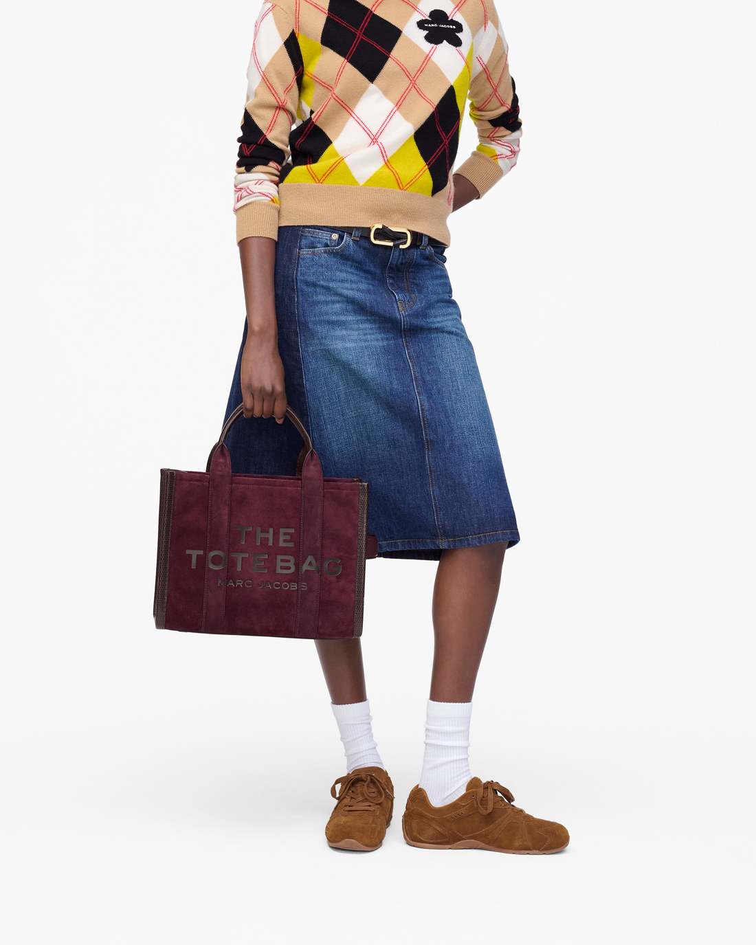 Marc Jacobs Sale - The Suede Medium Tote Bag Dark Plum