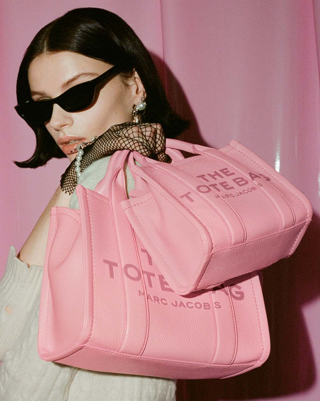 Marc Jacobs Great Value - The Leather Crossbody Tote Bag Ribbon Pink