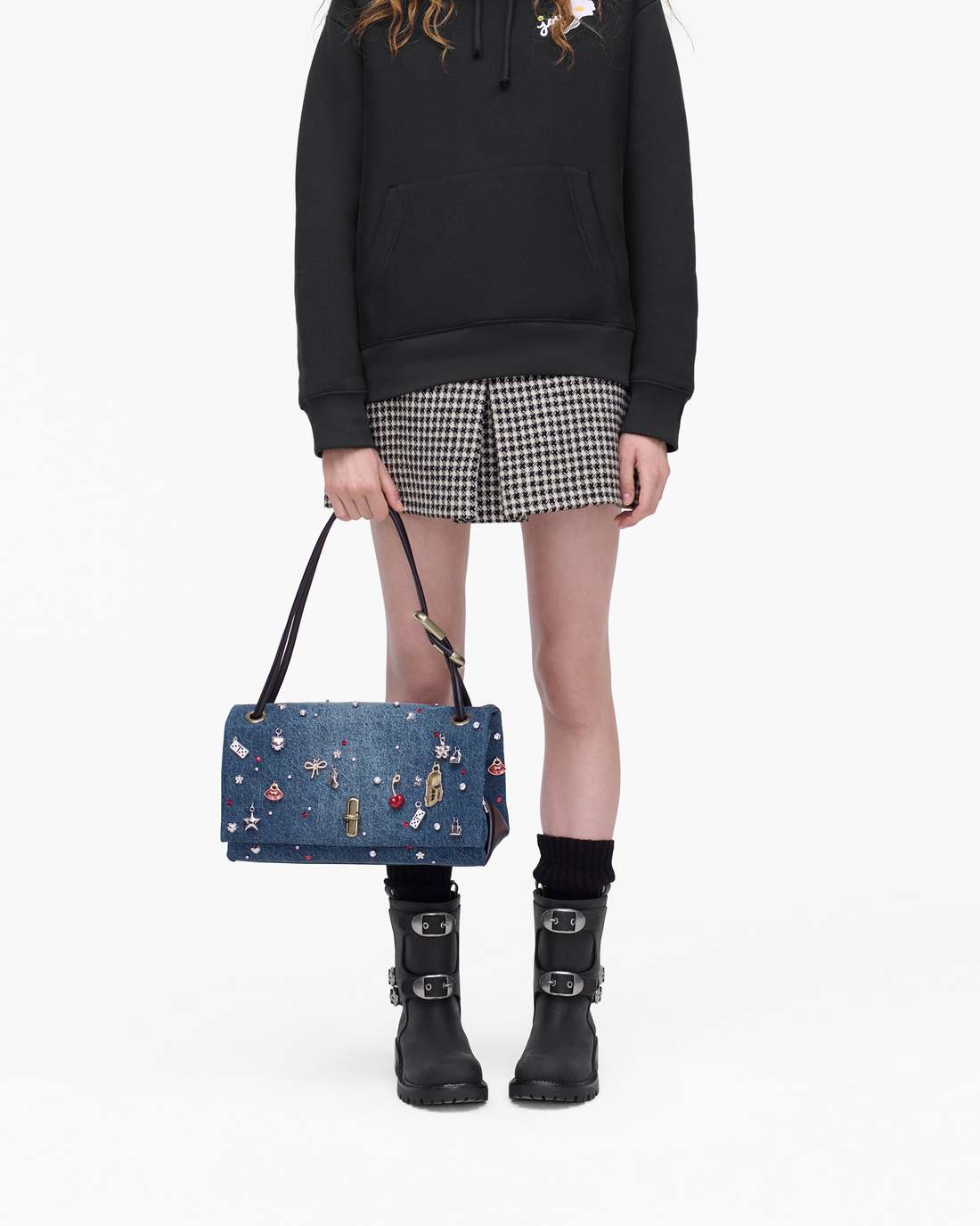 Marc Jacobs Discount - The Trinket Charm Denim Large Dual Bag Medium Wash Multi