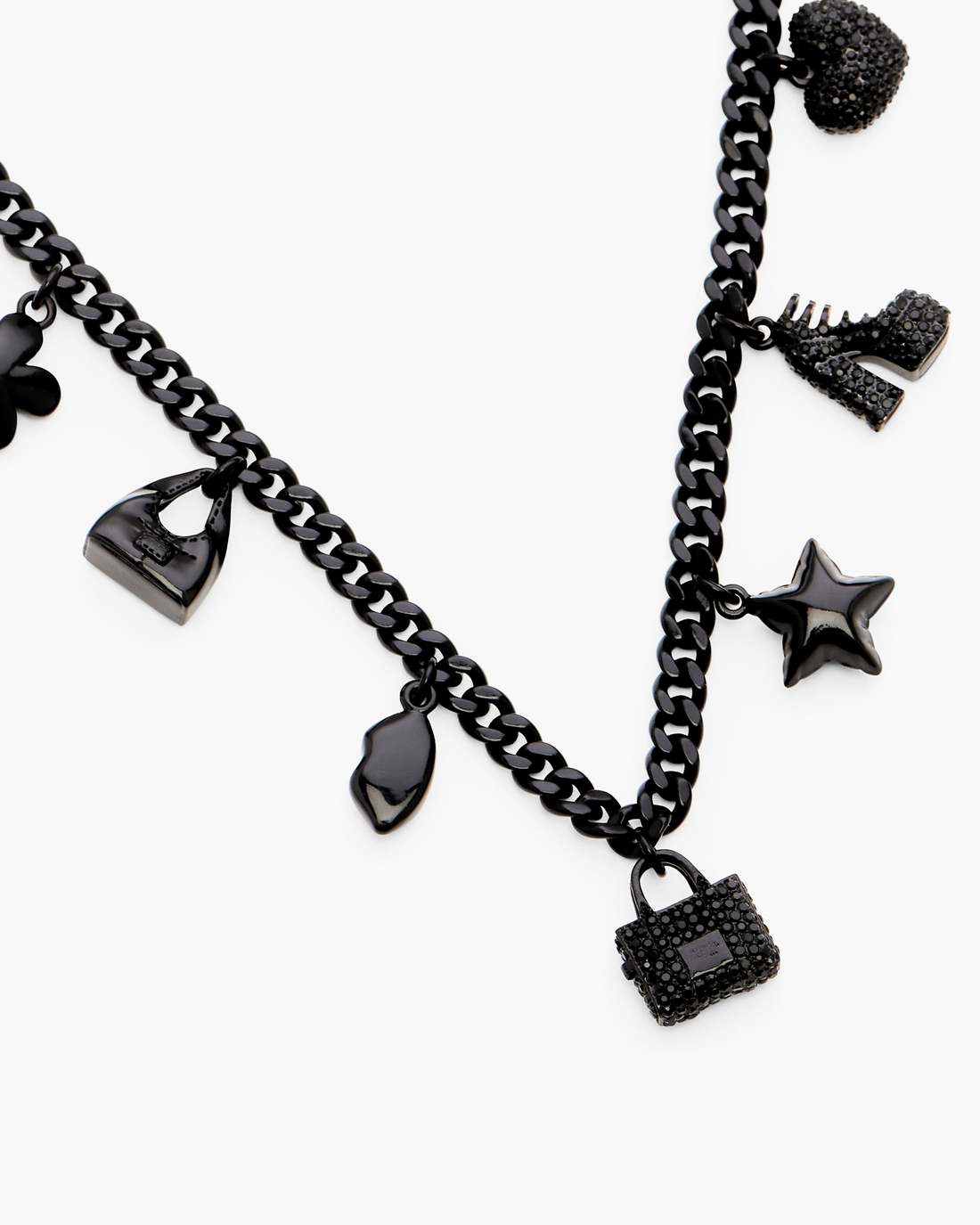 Marc Jacobs Sale - Mini Icon Pave Charm Necklace Black/Black Crystal