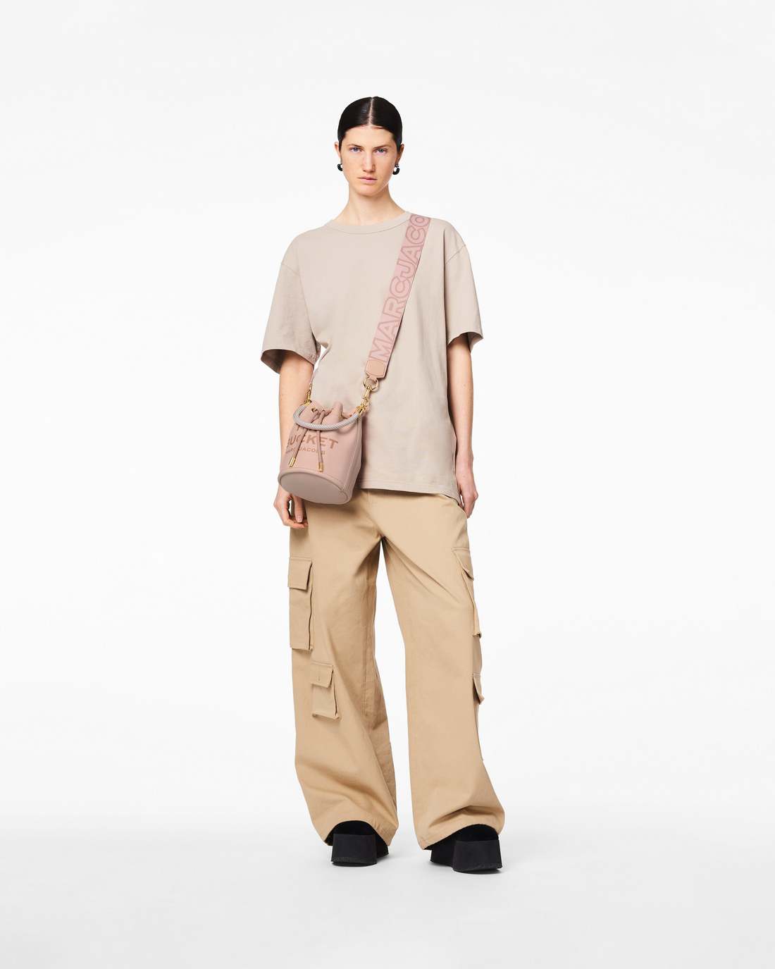 Marc Jacobs Everyday - The Outline Logo Webbing Strap Rose Multi