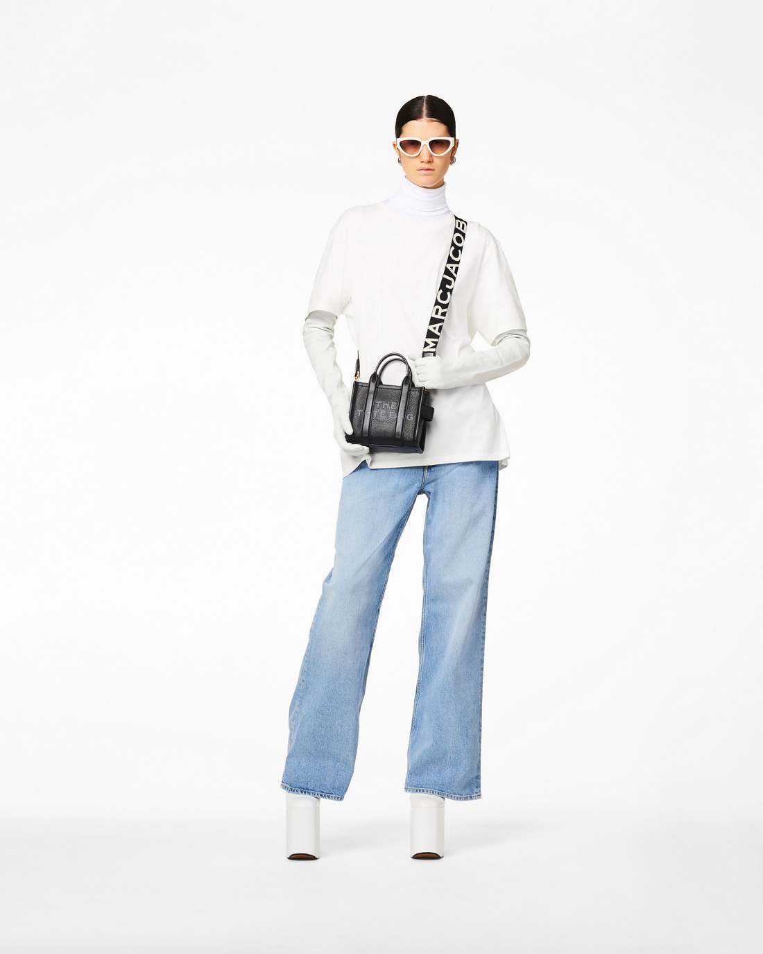 Marc Jacobs Best Price - The Thin Logo Webbing Strap Black/White