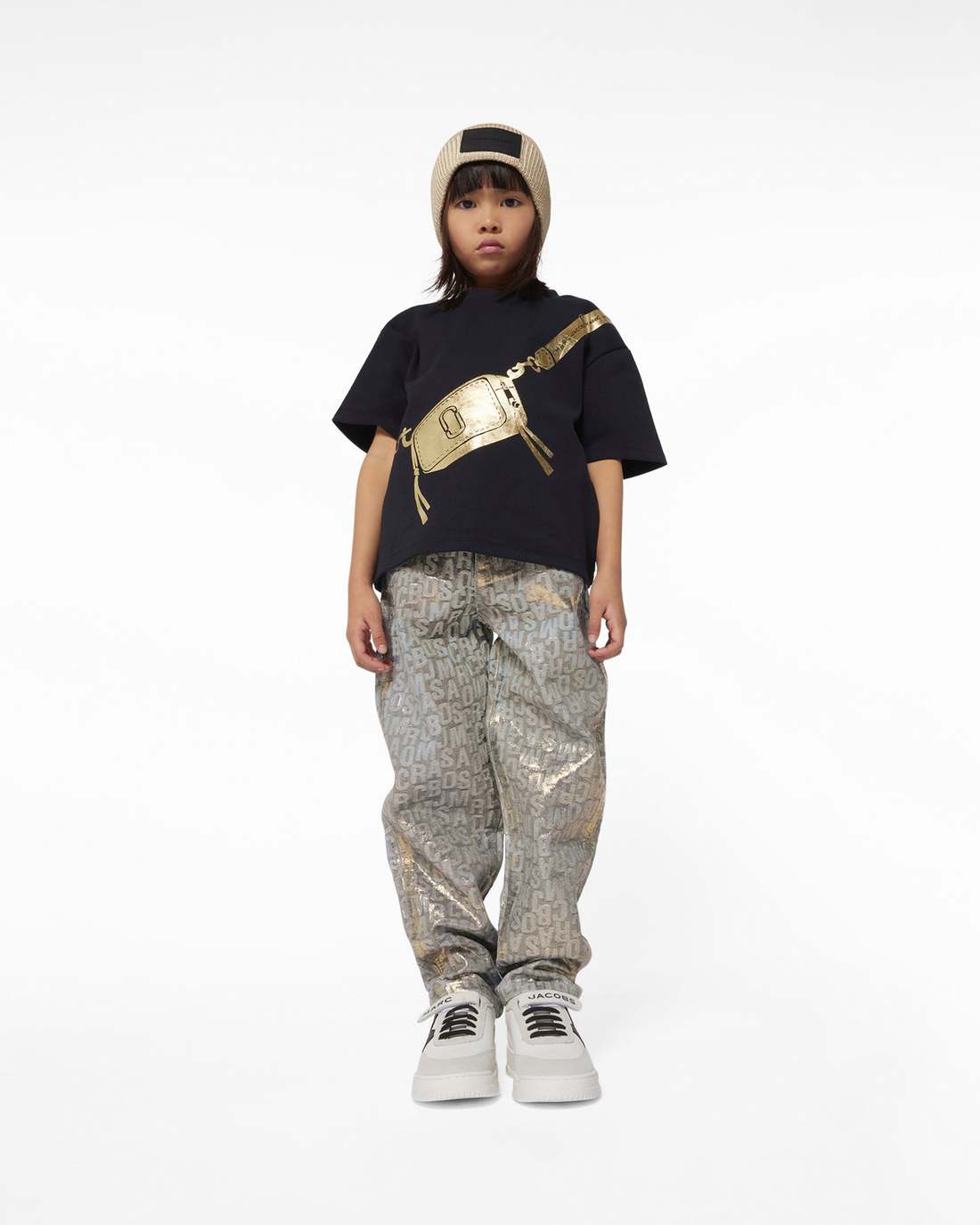 Marc Jacobs Recommended - The Metallic Jumbled Logo Jeans Gold