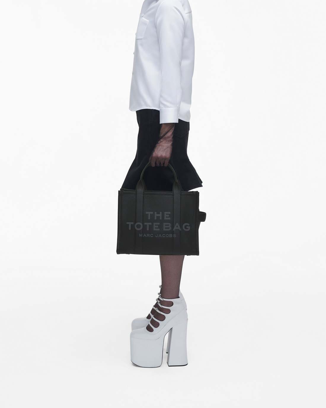 Marc Jacobs Discount - The Leather Medium Tote Bag Black