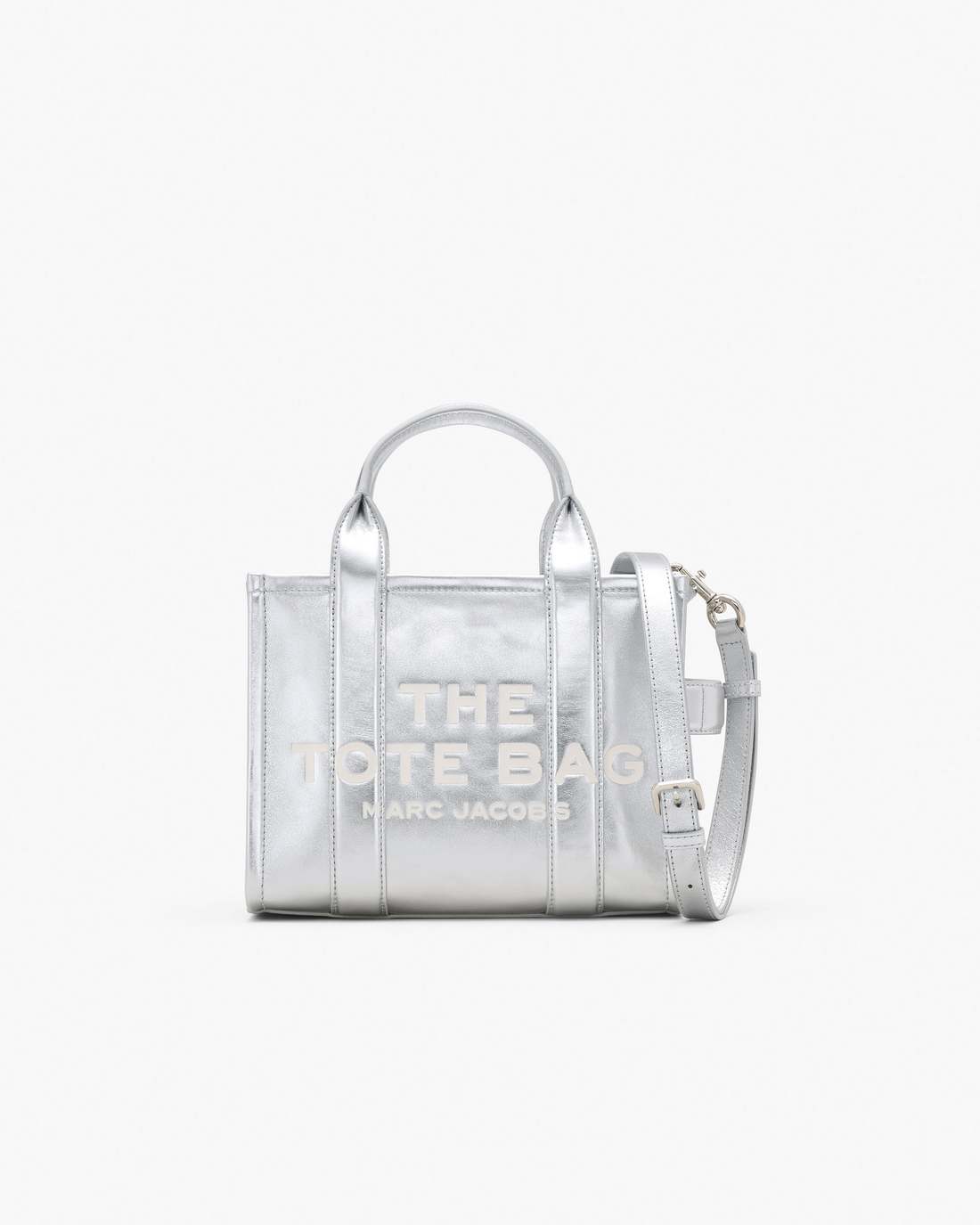 Marc Jacobs Quality - The Metallic Leather Small Tote Bag Metallic Silver