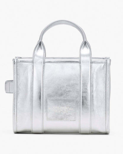 Marc Jacobs Quality - The Metallic Leather Small Tote Bag Metallic Silver