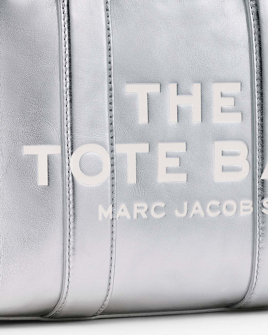 Marc Jacobs Quality - The Metallic Leather Small Tote Bag Metallic Silver