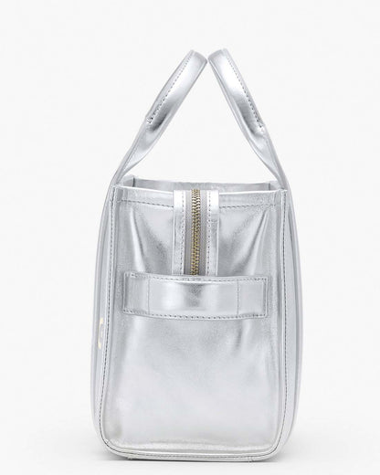 Marc Jacobs Quality - The Metallic Leather Small Tote Bag Metallic Silver