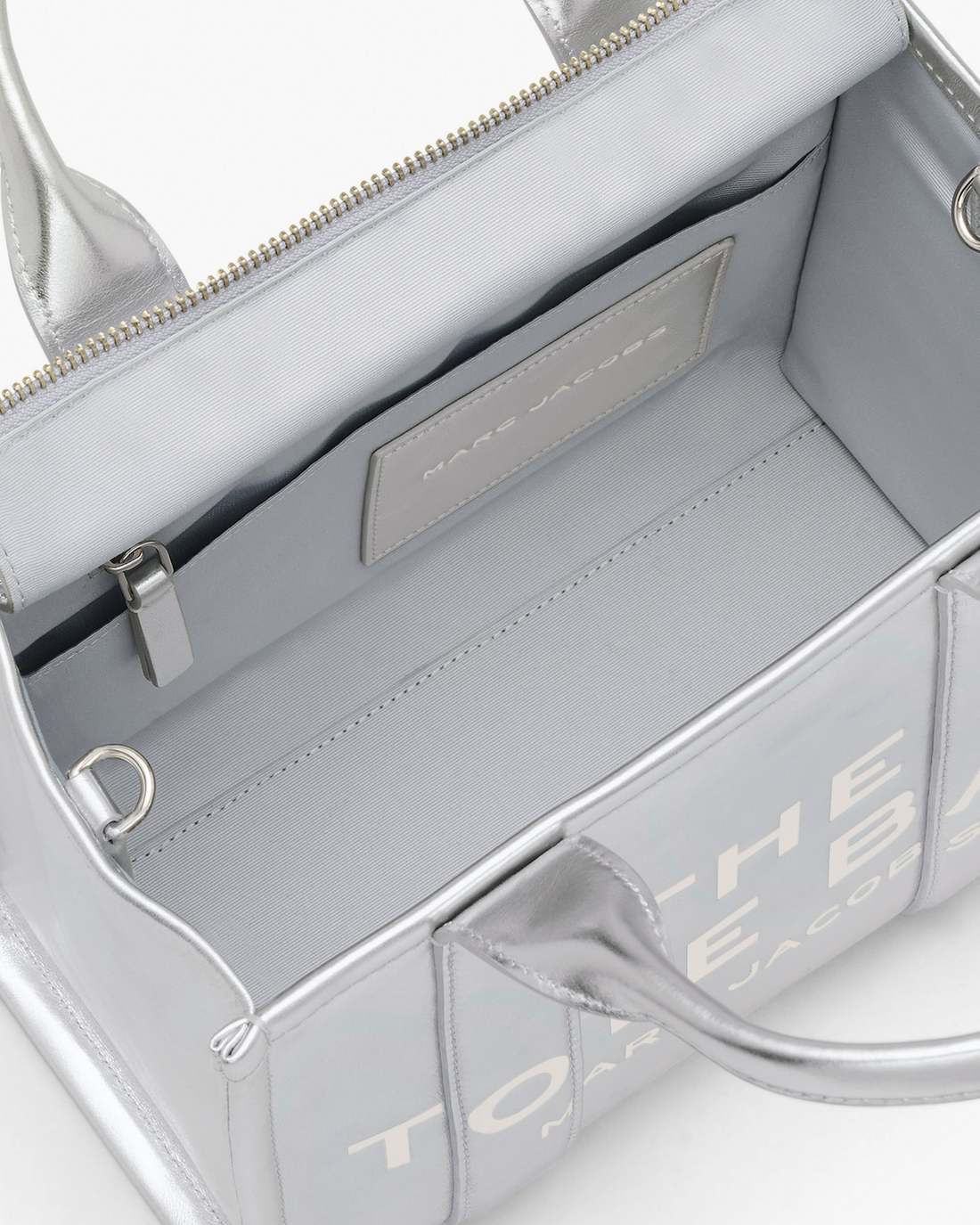Marc Jacobs Quality - The Metallic Leather Small Tote Bag Metallic Silver
