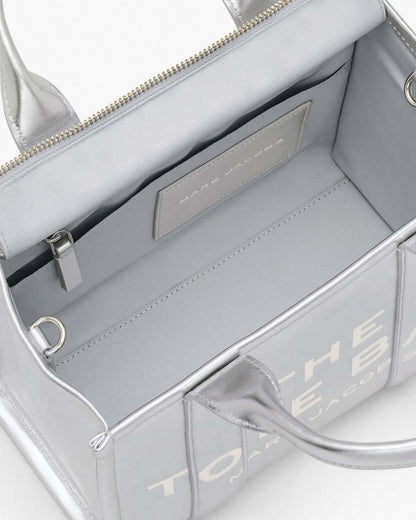 Marc Jacobs Quality - The Metallic Leather Small Tote Bag Metallic Silver
