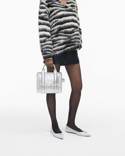 Marc Jacobs Quality - The Metallic Leather Small Tote Bag Metallic Silver