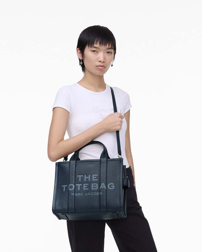 Marc Jacobs Quality - The Leather Medium Tote Bag Blue Sea