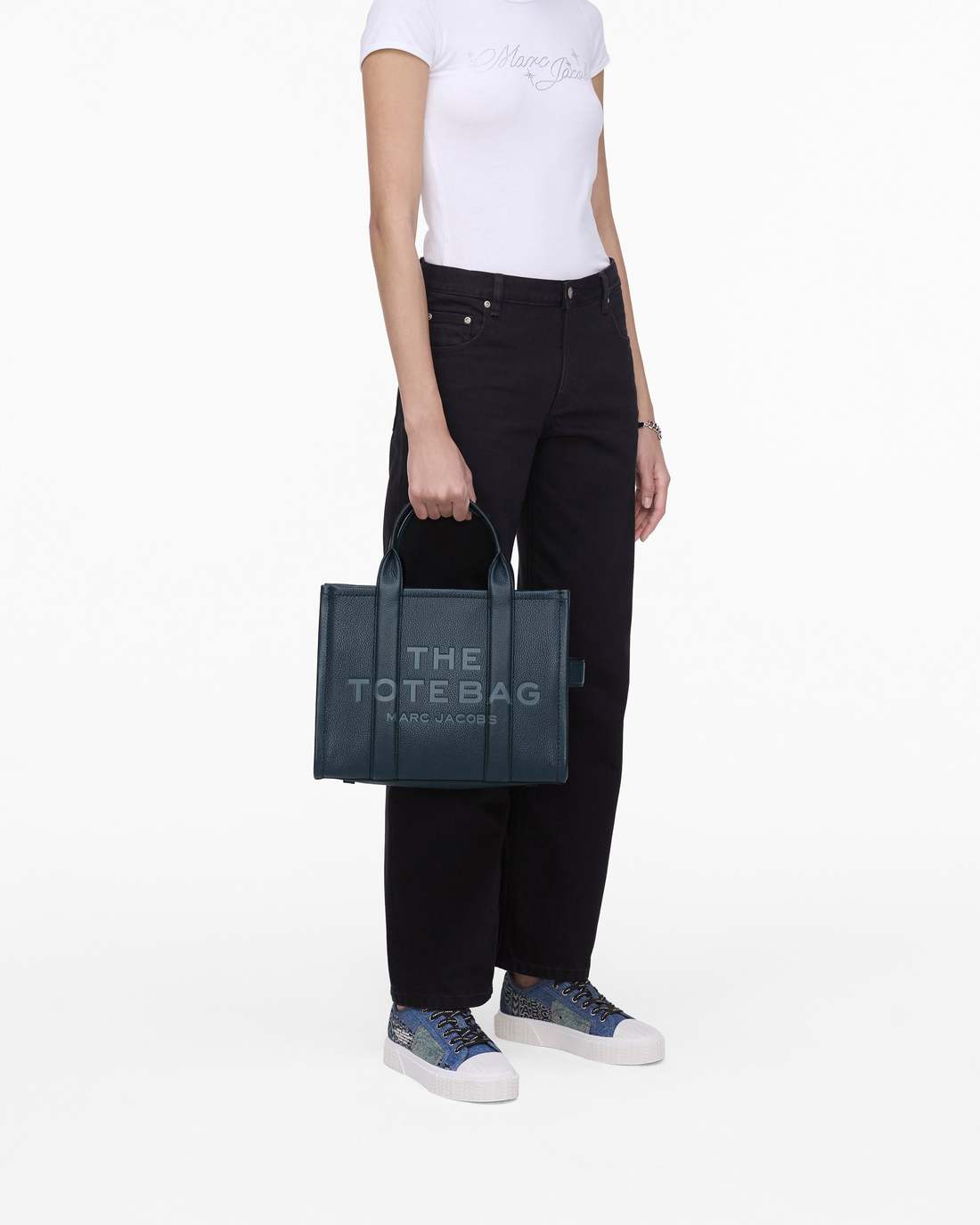 Marc Jacobs Quality - The Leather Medium Tote Bag Blue Sea