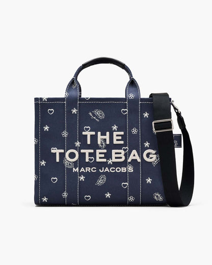 Marc Jacobs Discount - The Bandana Canvas Medium Tote Bag Navy Multi