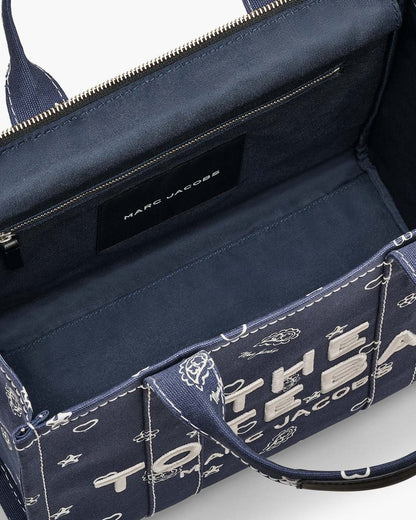 Marc Jacobs Discount - The Bandana Canvas Medium Tote Bag Navy Multi