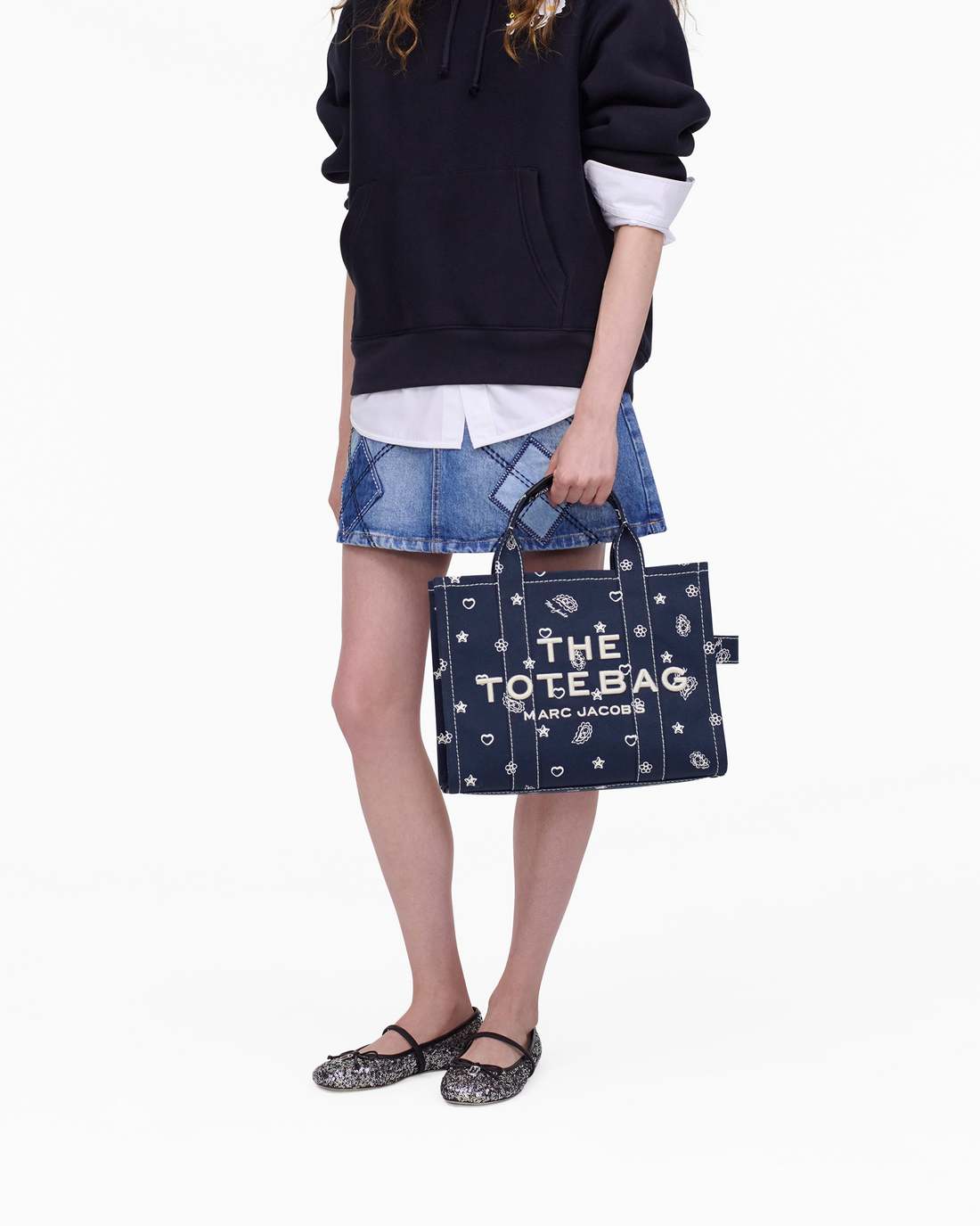 Marc Jacobs Discount - The Bandana Canvas Medium Tote Bag Navy Multi