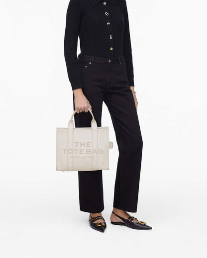 Marc Jacobs Latest - The Leather Medium Tote Bag Cotton/Silver