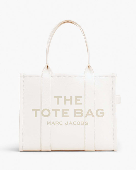 Marc Jacobs New - The Leather Large Tote Bag Cotton/Silver