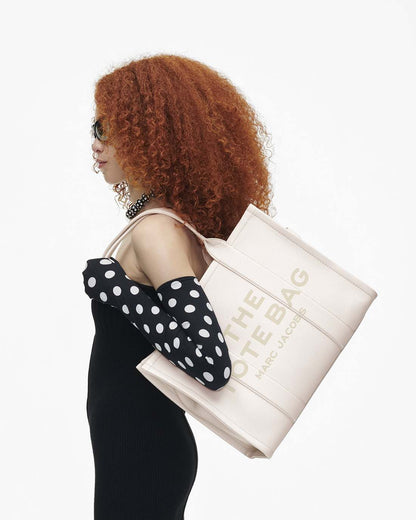 Marc Jacobs New - The Leather Large Tote Bag Cotton/Silver