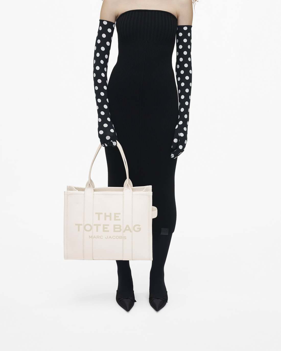 Marc Jacobs New - The Leather Large Tote Bag Cotton/Silver