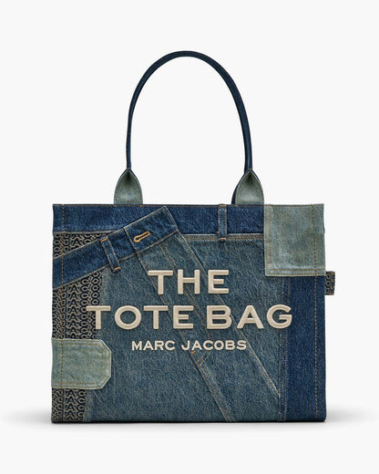 Marc Jacobs Hot Sale - The Deconstructed Denim Large Tote Bag Indigo Multi