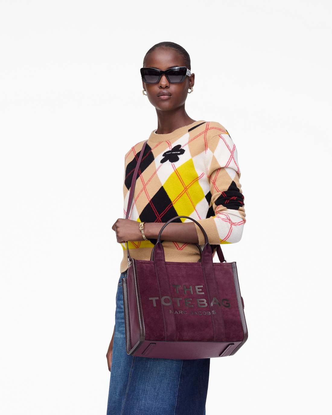 Marc Jacobs Sale - The Suede Medium Tote Bag Dark Plum