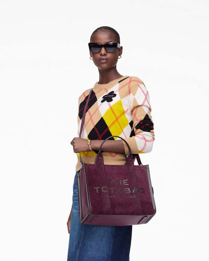 Marc Jacobs Sale - The Suede Medium Tote Bag Dark Plum
