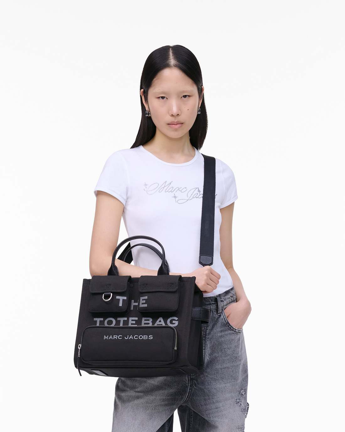 Marc Jacobs Signature - The Cargo Canvas Medium Tote Bag Black
