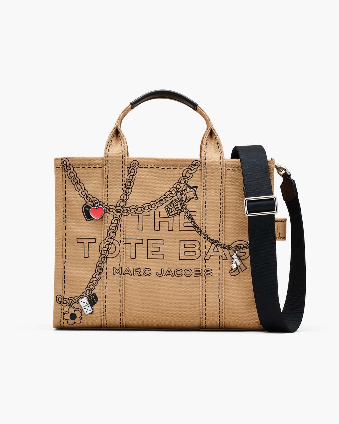 Marc Jacobs Trusted - The Trompe L'Oeil Charm Canvas Medium Tote Bag Camel Multi