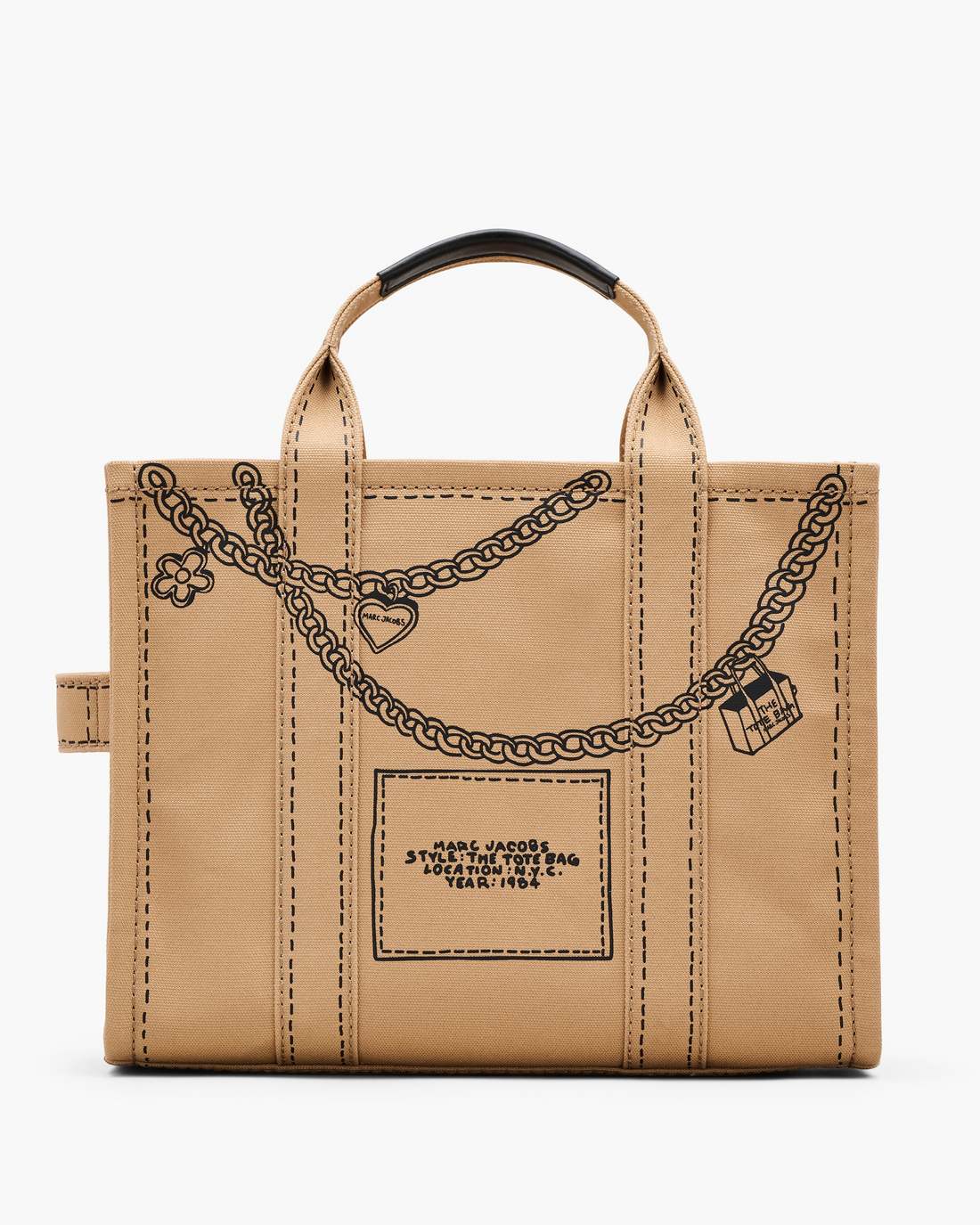 Marc Jacobs Trusted - The Trompe L'Oeil Charm Canvas Medium Tote Bag Camel Multi