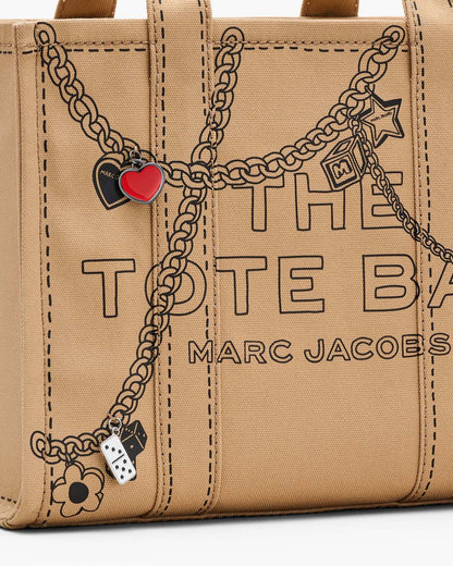 Marc Jacobs Trusted - The Trompe L'Oeil Charm Canvas Medium Tote Bag Camel Multi