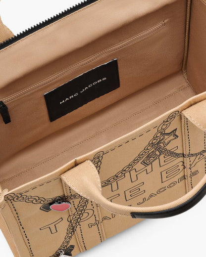 Marc Jacobs Trusted - The Trompe L'Oeil Charm Canvas Medium Tote Bag Camel Multi