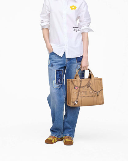 Marc Jacobs Trusted - The Trompe L'Oeil Charm Canvas Medium Tote Bag Camel Multi