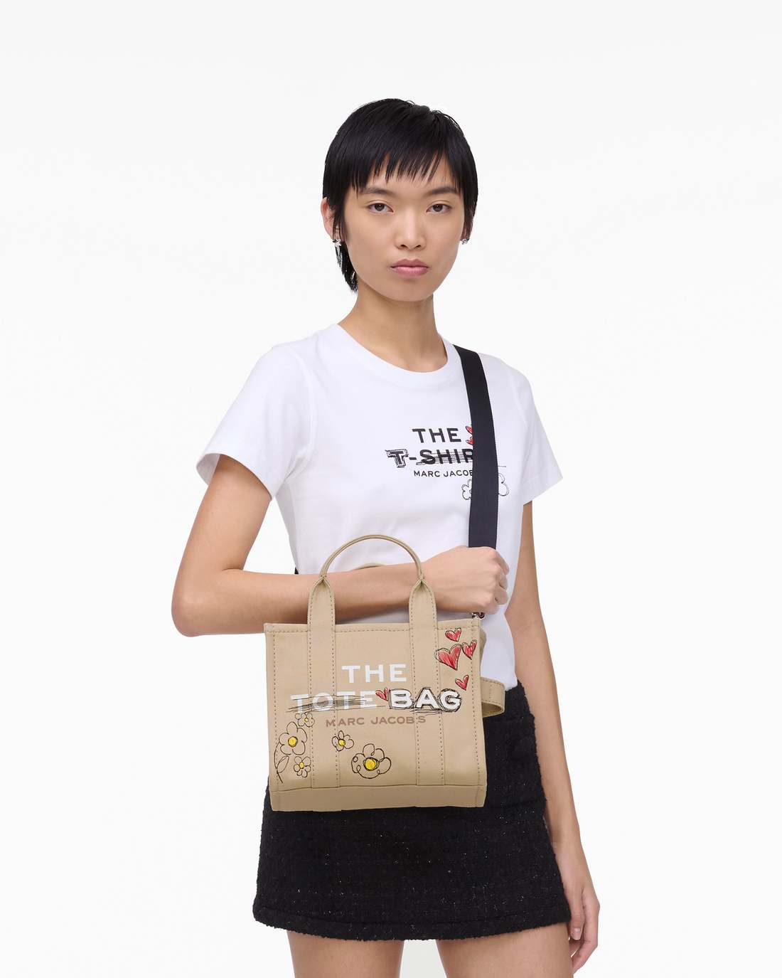 Marc Jacobs Exclusive - The Daisy Doodle Canvas Small Tote Bag Beige Multi