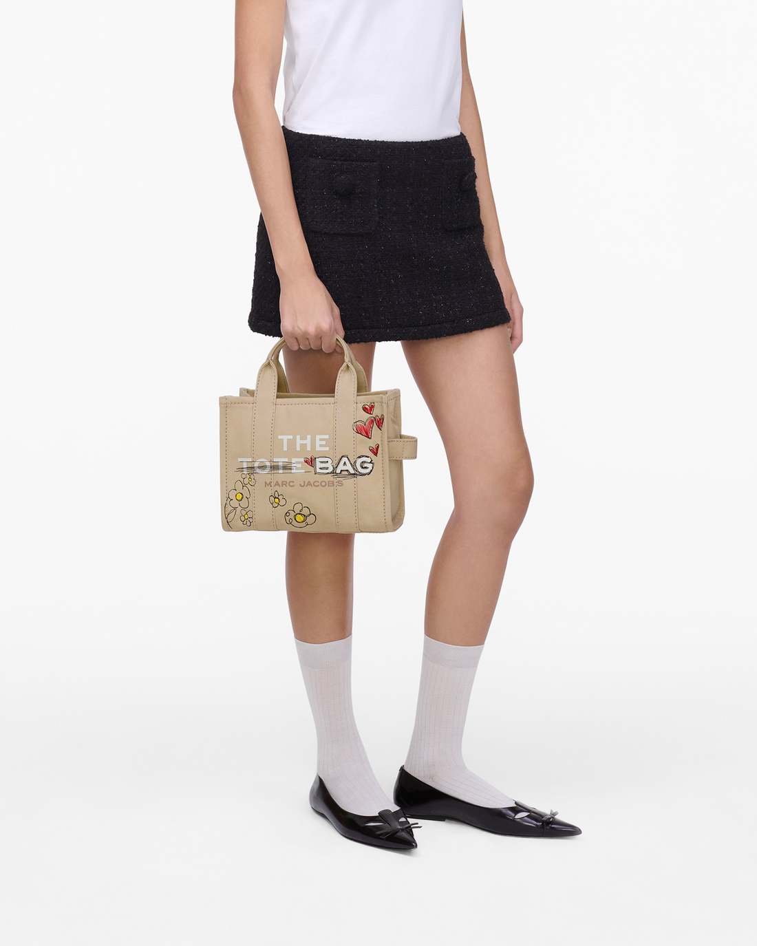 Marc Jacobs Exclusive - The Daisy Doodle Canvas Small Tote Bag Beige Multi