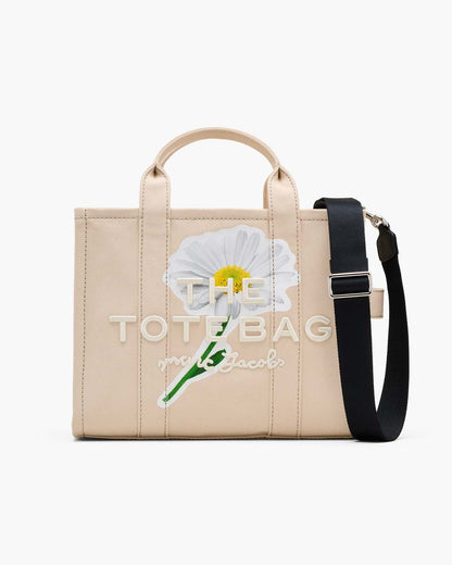 Marc Jacobs Sale - The Daisy Script Canvas Medium Tote Bag Cloud White Multi