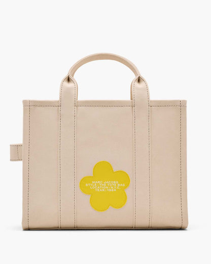 Marc Jacobs Sale - The Daisy Script Canvas Medium Tote Bag Cloud White Multi