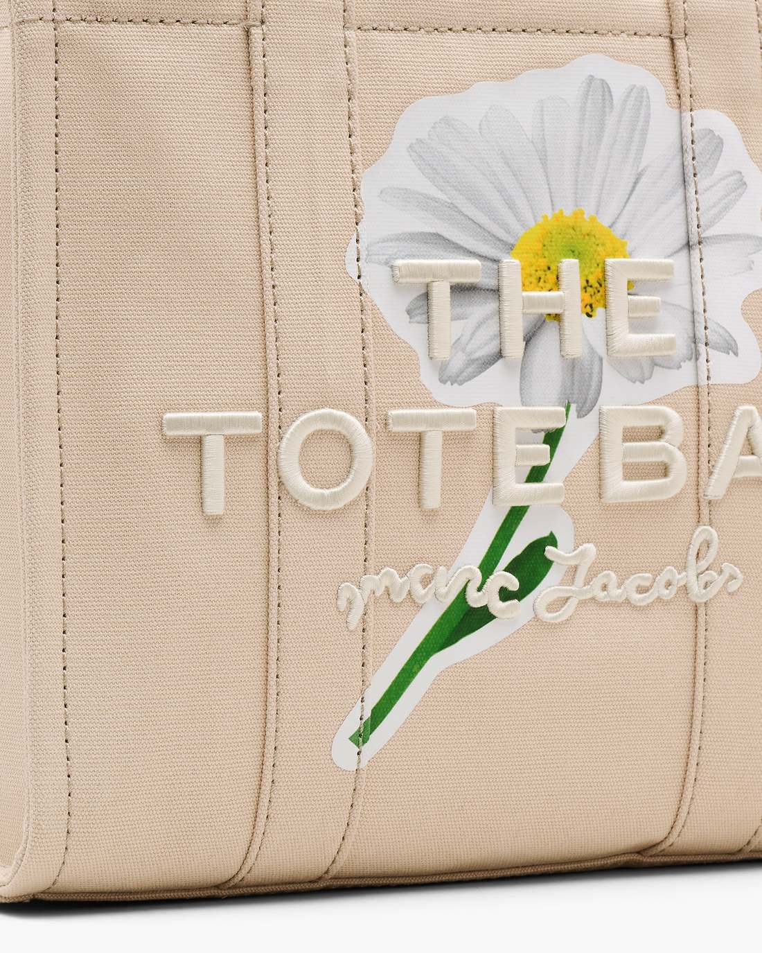 Marc Jacobs Sale - The Daisy Script Canvas Medium Tote Bag Cloud White Multi