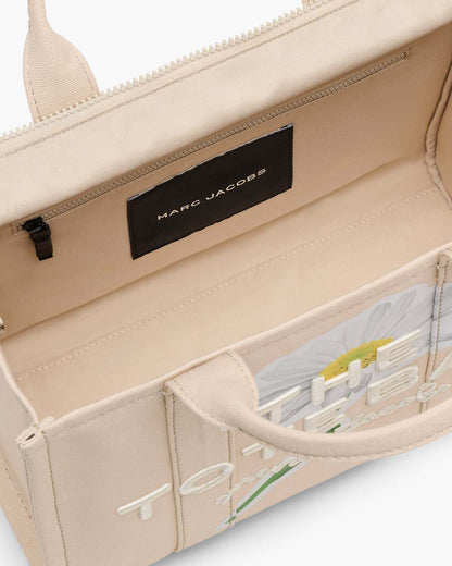 Marc Jacobs Sale - The Daisy Script Canvas Medium Tote Bag Cloud White Multi