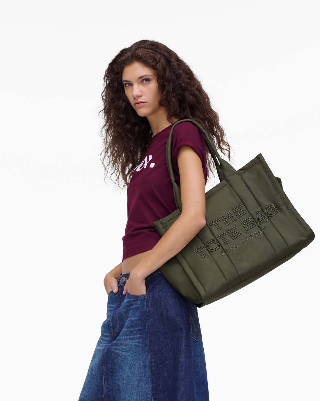 Marc Jacobs Discount - The Puffy Nylon Large Tote Bag Army Green