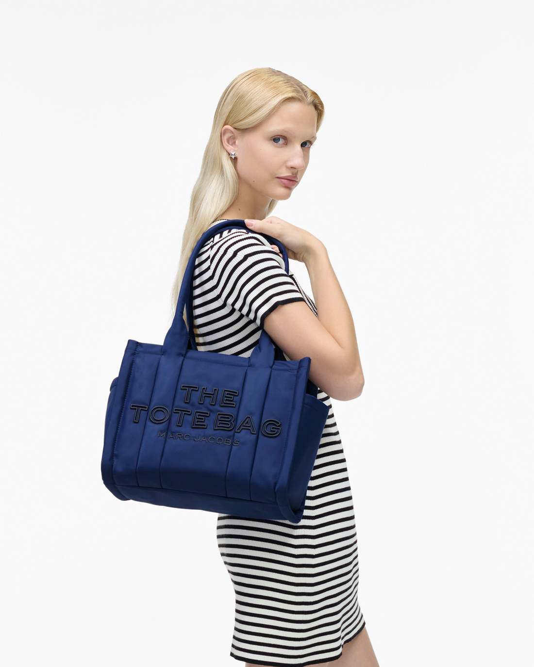 Marc Jacobs New - The Puffy Nylon Medium Tote Bag Blue Sea
