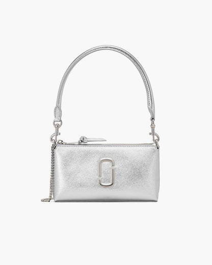 Marc Jacobs Quality - The Metallic Snapshot Convertible Shoulder Bag Silver