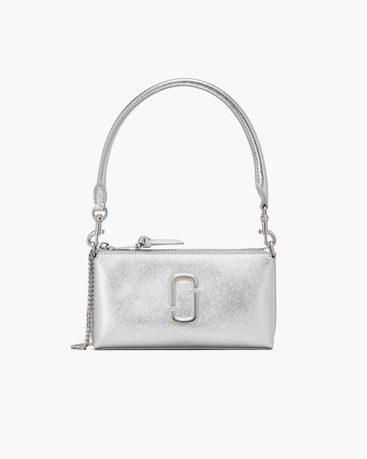 Marc Jacobs Quality - The Metallic Snapshot Convertible Shoulder Bag Silver