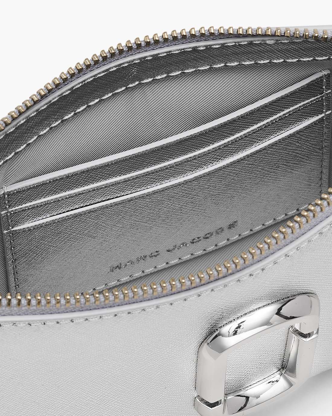 Marc Jacobs Quality - The Metallic Snapshot Convertible Shoulder Bag Silver
