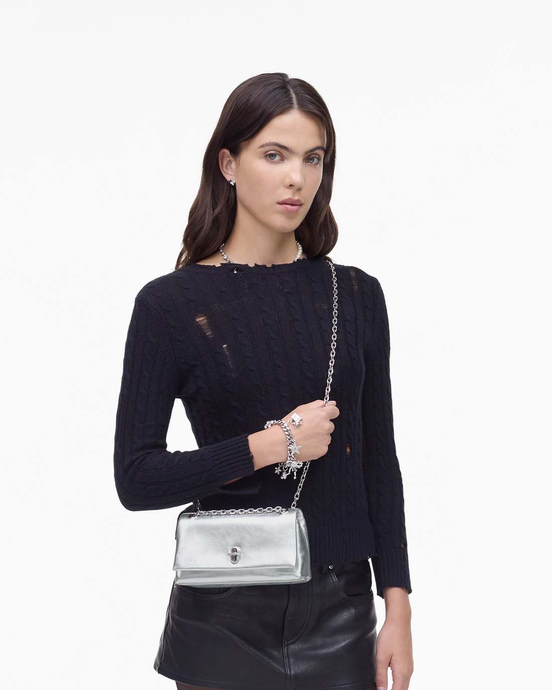 Marc Jacobs Discount - The Metallic Dual Chain Mini Bag Silver