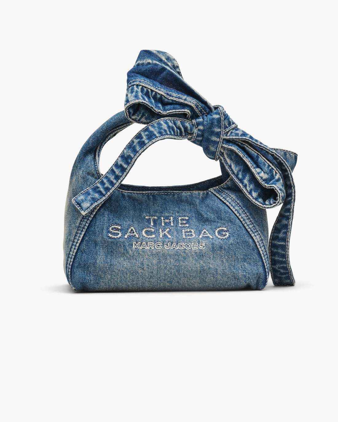 Marc Jacobs Signature - The Bow Denim Mini Sack Bag Medium Wash Indigo