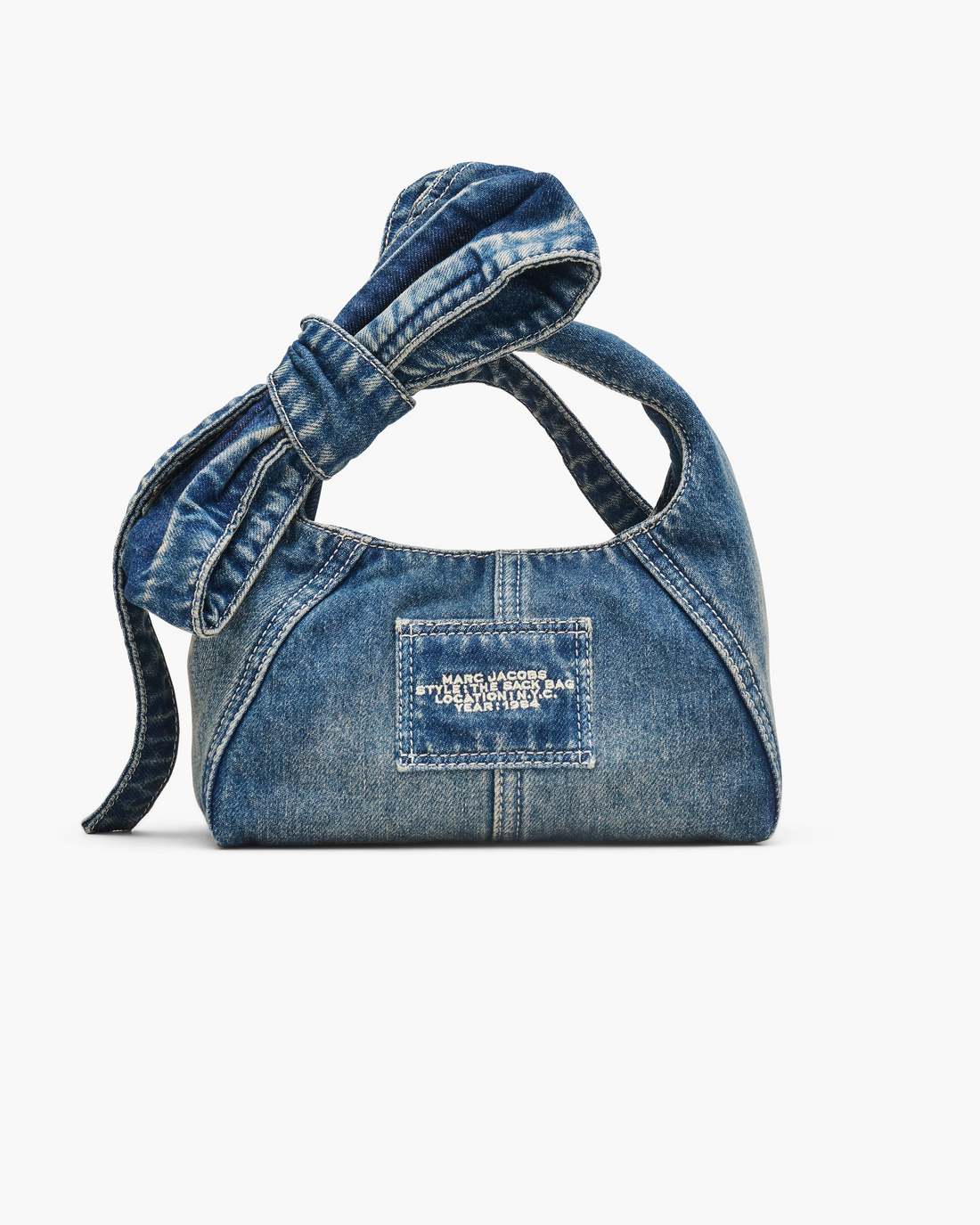 Marc Jacobs Signature - The Bow Denim Mini Sack Bag Medium Wash Indigo