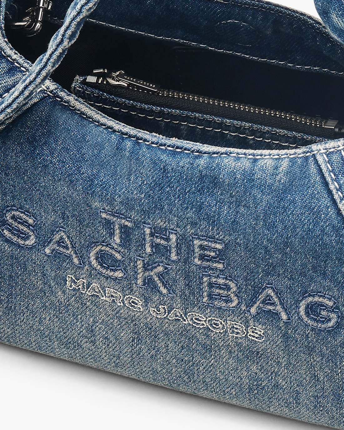 Marc Jacobs Signature - The Bow Denim Mini Sack Bag Medium Wash Indigo