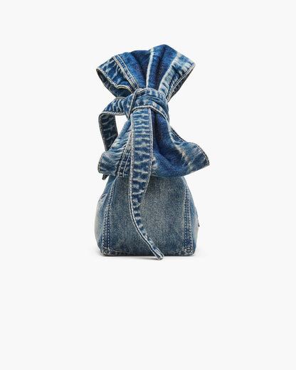 Marc Jacobs Signature - The Bow Denim Mini Sack Bag Medium Wash Indigo